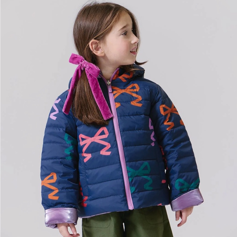 Pink Chicken Girls Reversible Riley Jacket - Multi-Bows - Picture 2 of 6